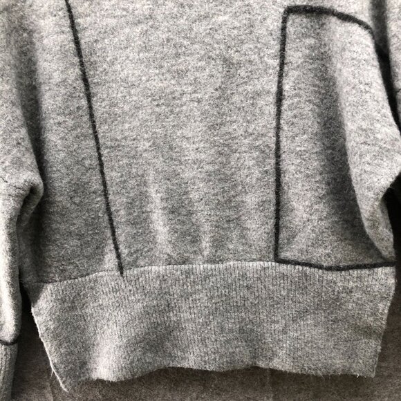 Zara Oversized Turtleneck Sweater Womens S Gray Fuzzy With Wool Boxy Geometric - Picture 4 of 10